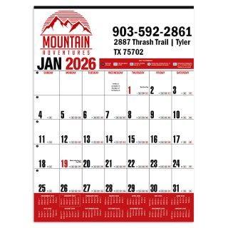 Yearly Record Red Wall Calendars
