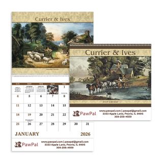 ized Currier and Ives Spiral Calendars