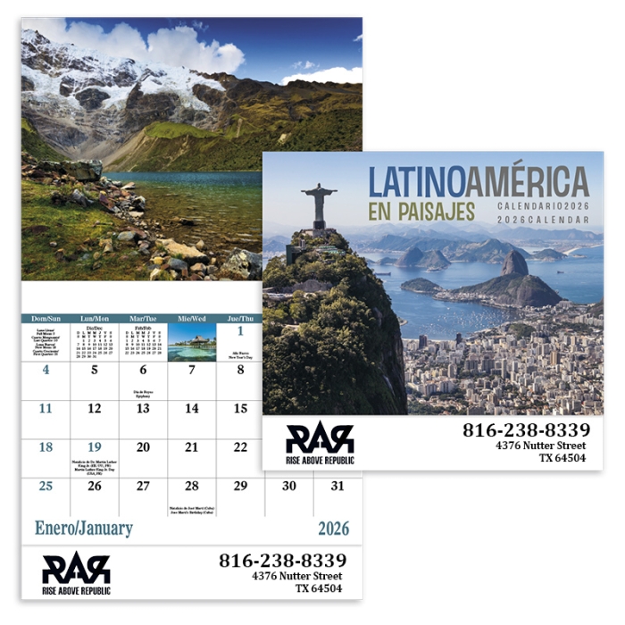Imprinted Latinoamerica en Paisajes Stapled Calendars