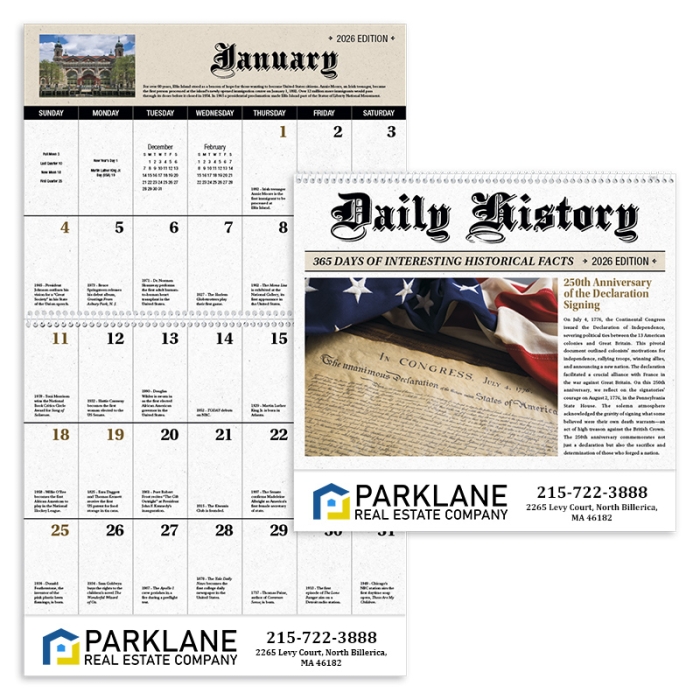 Promotional Daily History Spiral Calendars