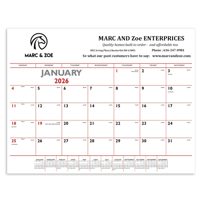 Promotional Red and Black Desk Pads