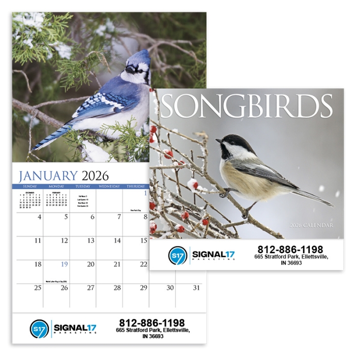 Promotional Songbirds Appointment Stapled Wall Calendars