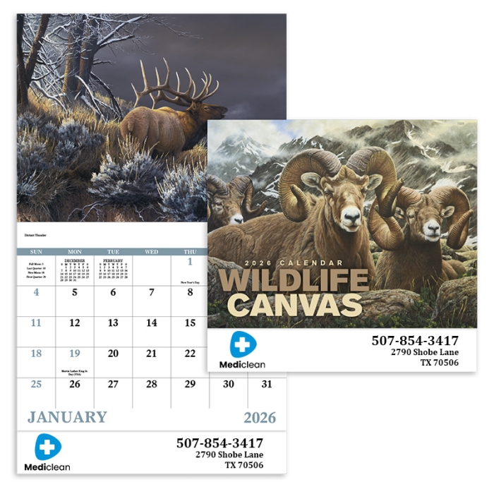 Promotional Wildlife Canvas Stapled Calendars