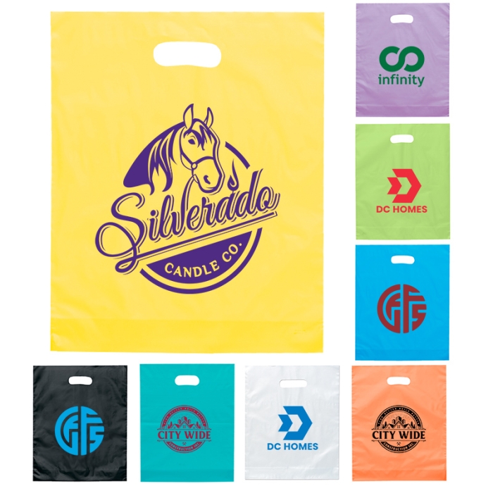 Custom Imprinted Plastic Bags with Die Cut Handles