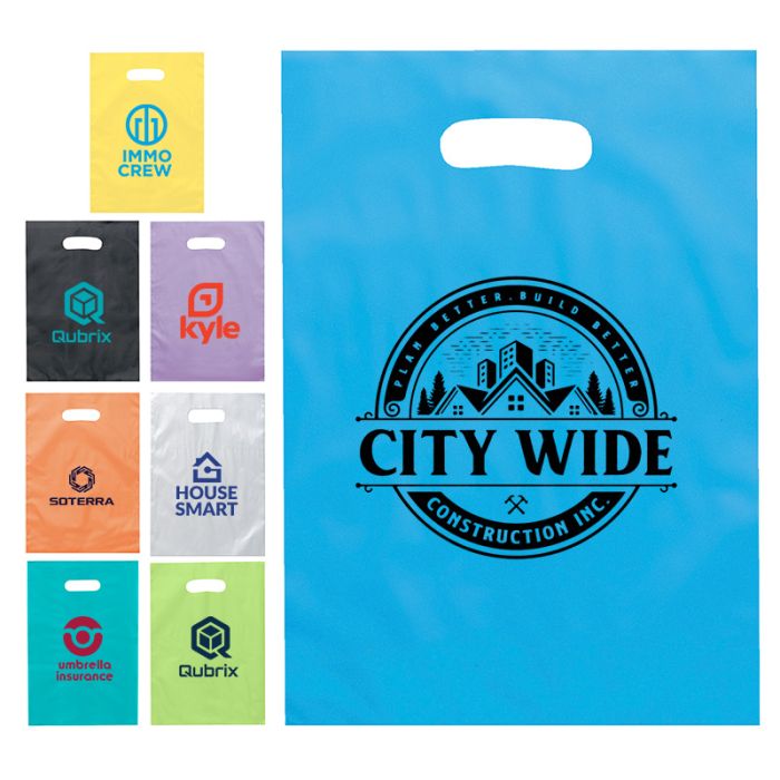 9.5 x 14 Customized Aster Plastic Bags with Die Cut Handles